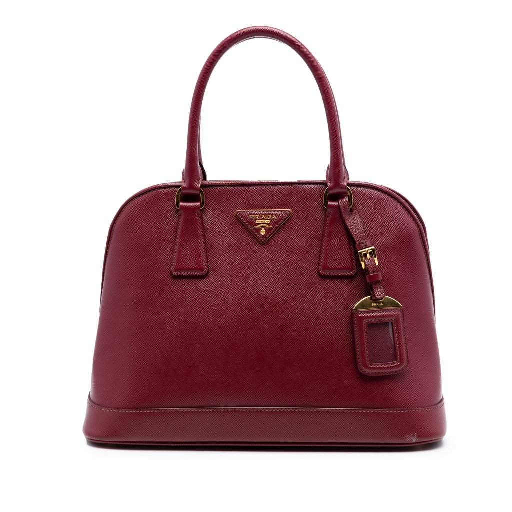 Prada Medium Saffiano Lux Open Promenade Satchel Red Leather Very good condition - Front View