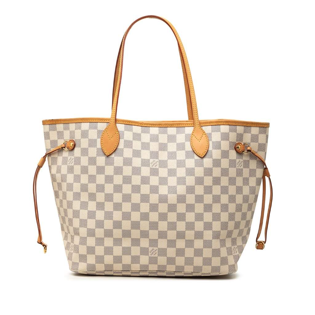 Louis Vuitton Damier Azur Neverfull MM White Very good - Front View