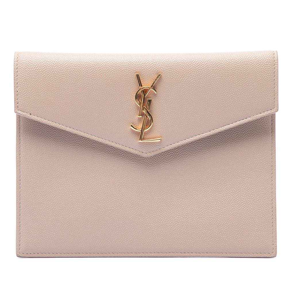 Saint Laurent Baby Grain De Poudre Uptown Pouch Beige Leather Very good condition - Front View