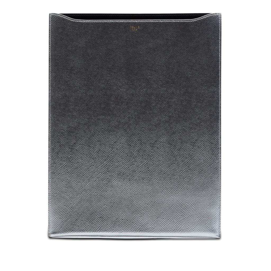 Celine Metallic Grained Calfskin Tablet Sleeve Silver Leather Very good condition - Front View