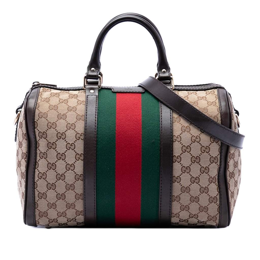 Gucci Medium GG Canvas Web Joy Boston Bag Beige Very good - Front View