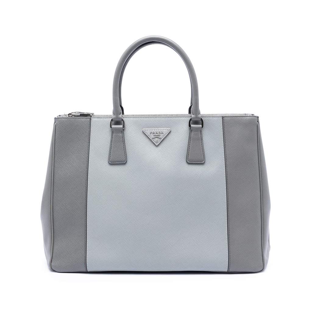 Prada Large Bicolor Saffiano Lux Galleria Double Zip Satchel Other Leather Very good condition - Front View