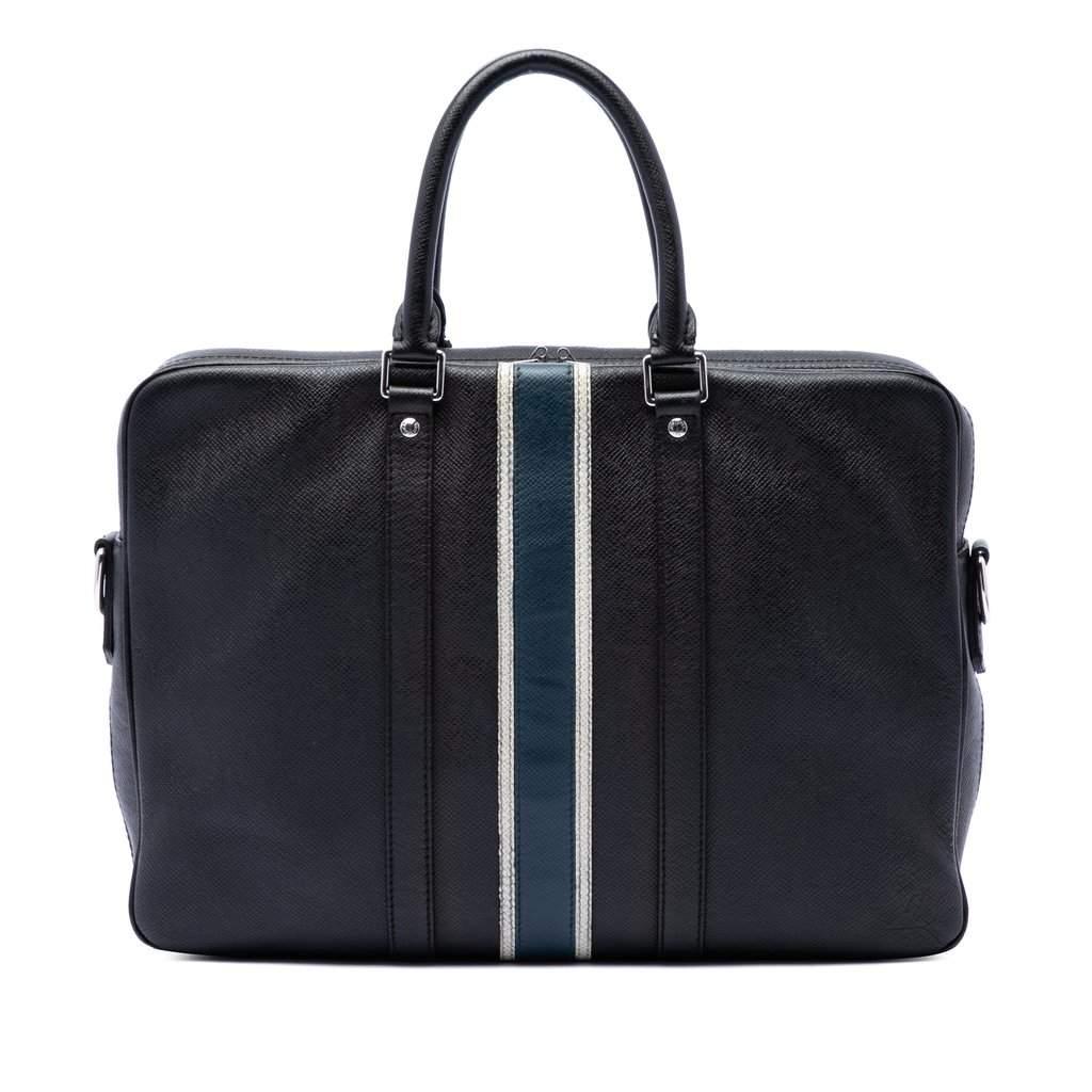 Louis Vuitton Taiga Striped Porte Documents Voyage PM Black Leather Very good - Front View