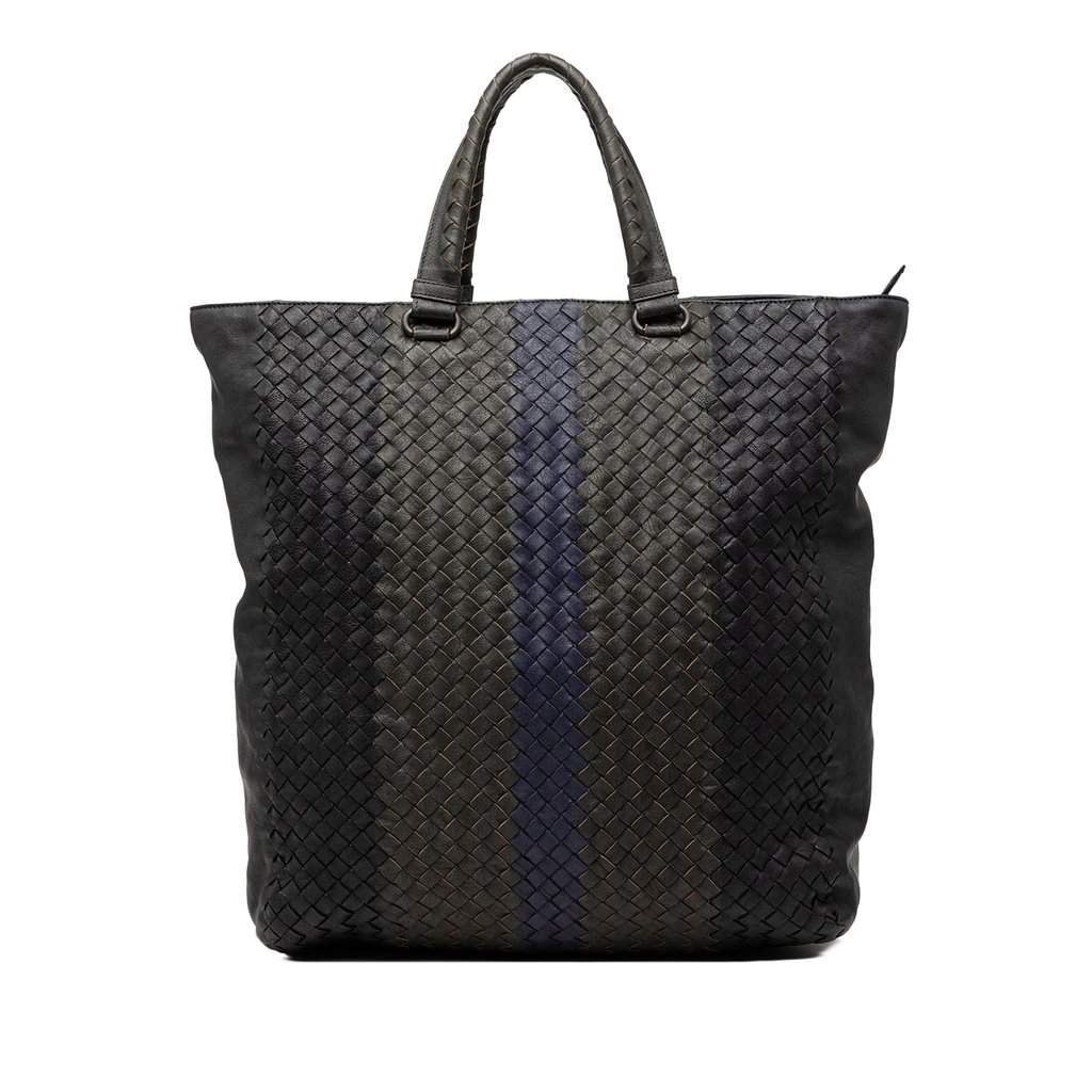 Bottega Veneta Tricolor Nappa Intrecciato Convertible Tote Black Leather Very good condition - Front View