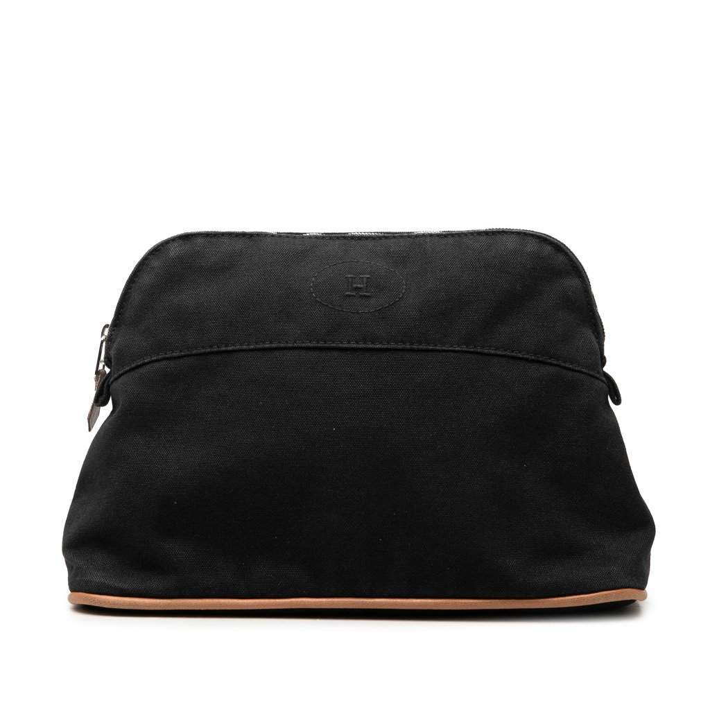 Hermès Toile Bolide Trousse De Voyage Pouch PM Black Very good - Front View