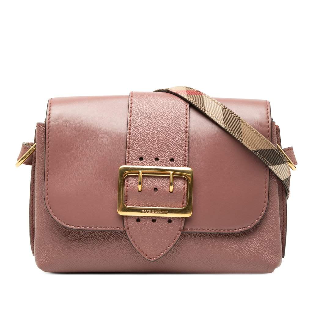 Burberry Small Leather Medley Buckle Crossbody Pink Leather Very good - Front View