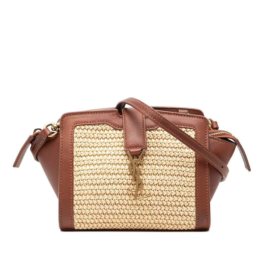 Saint Laurent Toy Raffia Monogram Downtown Cabas Beige Very good - Front View