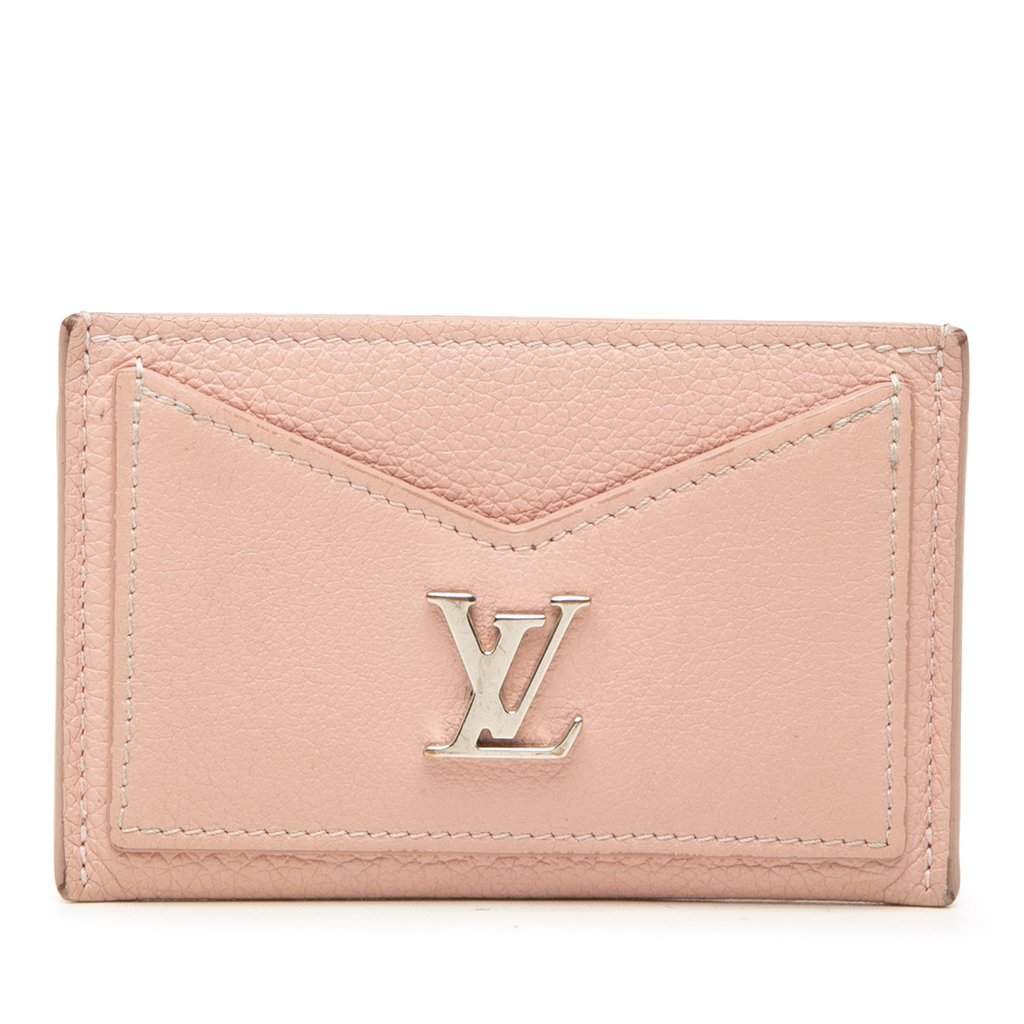 Louis Vuitton Calfskin Lockme Card Holder Pink Leather Very good condition - Front View