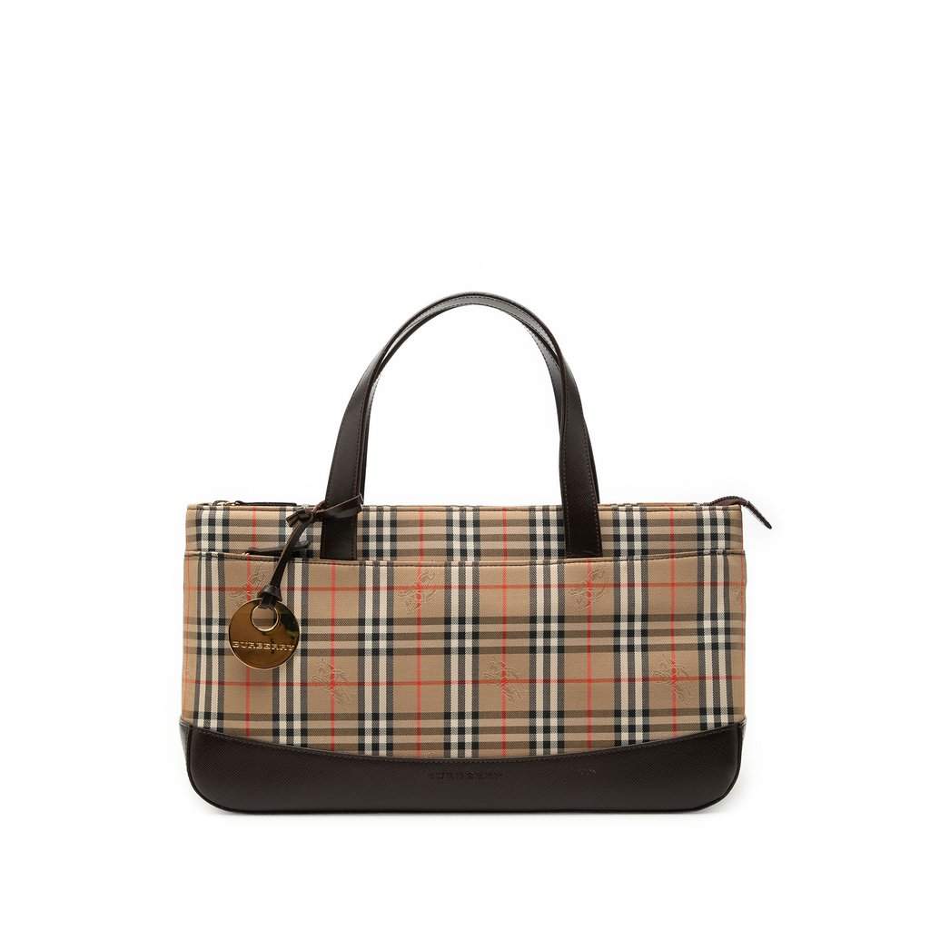 Burberry Haymarket Check Canvas Handbag Beige Very good condition - Front View