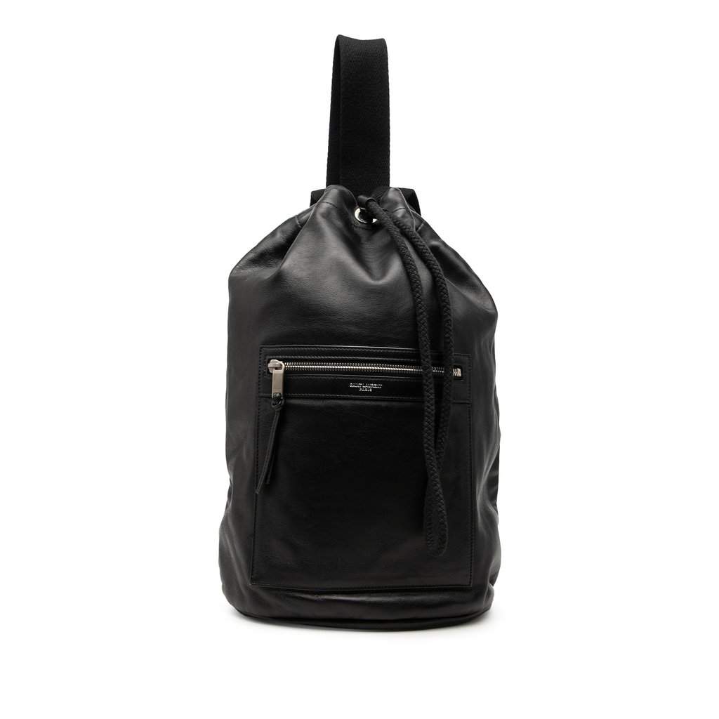 Saint Laurent Smooth Calfskin City Sailor Backpack Black Leather Very good - Front View