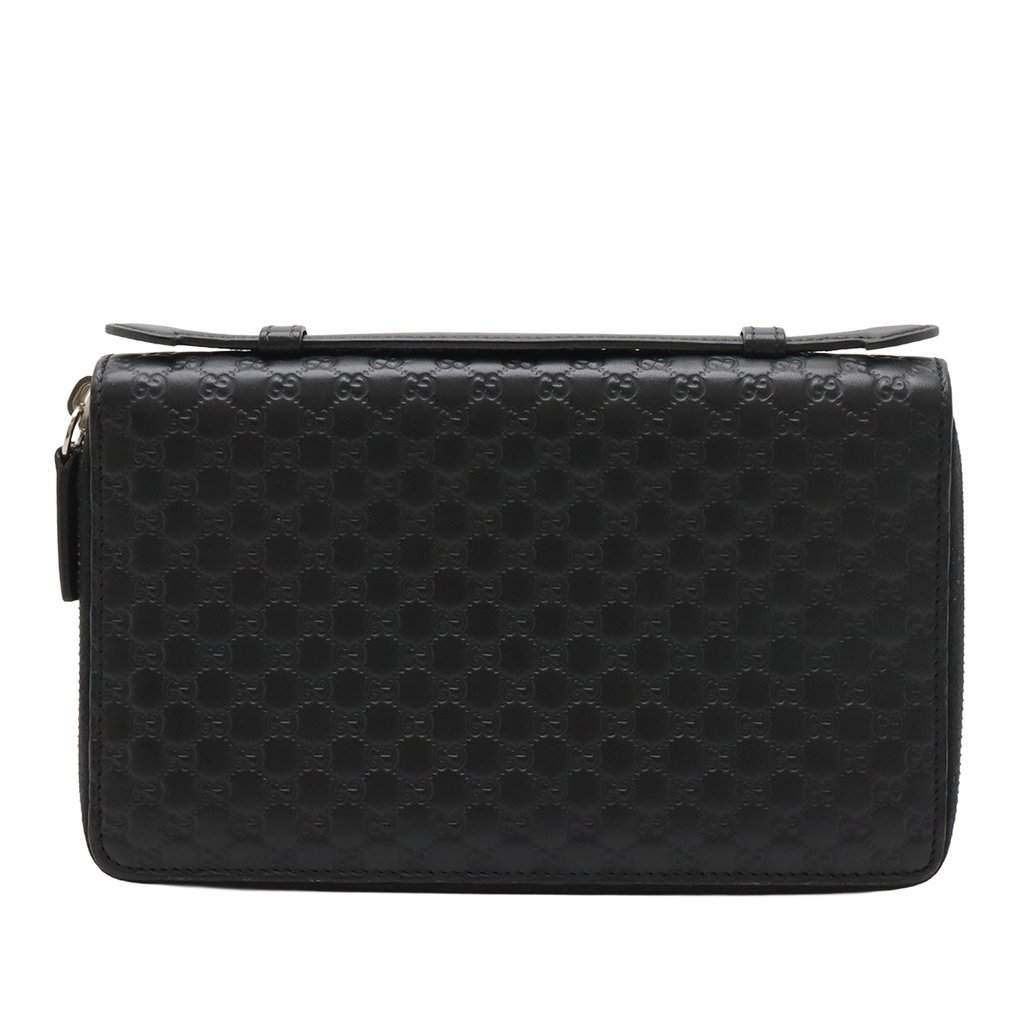 Gucci Microguccissima Zip Around Long Wallet Black Leather Very good - Front View