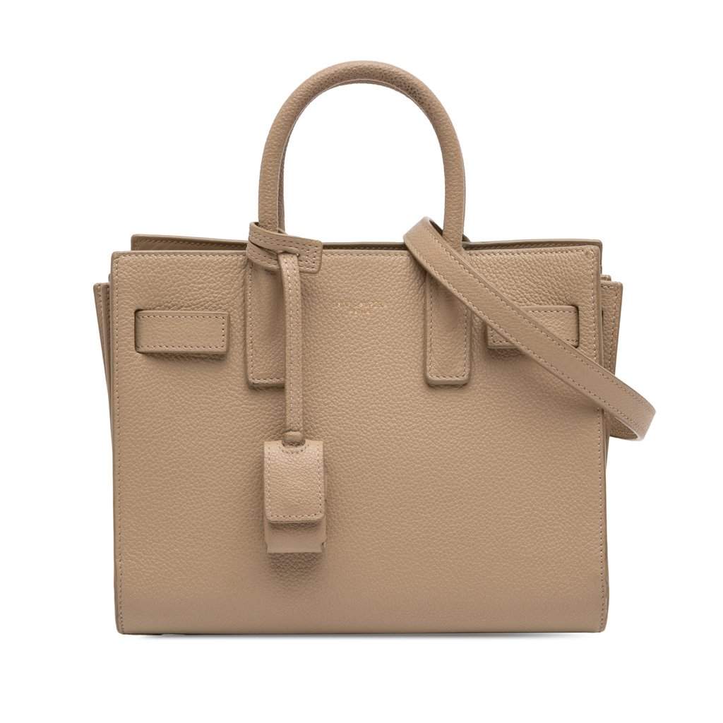 Saint Laurent Nano Grained Calfskin Sac de Jour Satchel Beige Leather Good condition - Front View