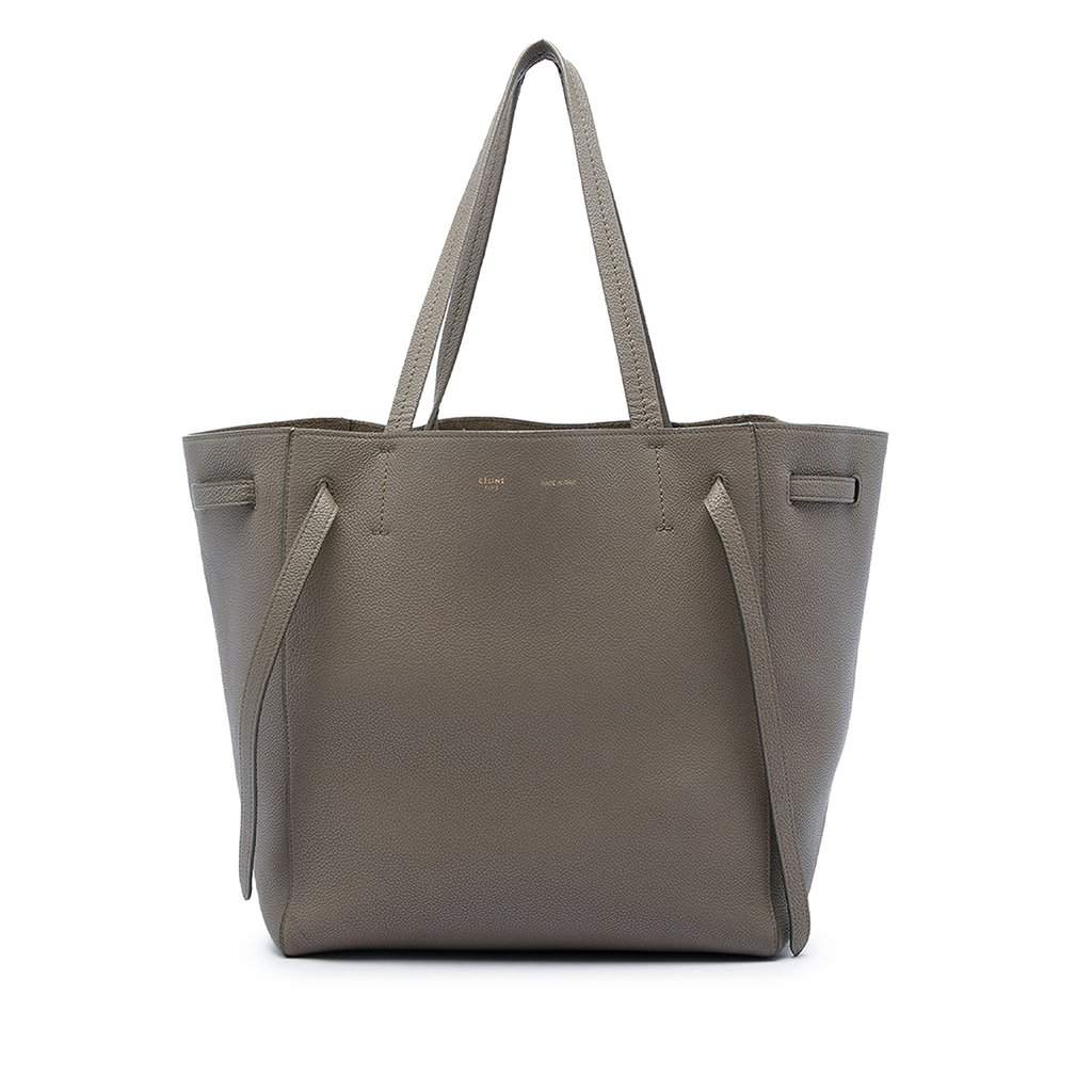Celine Small Grained Calfskin Phantom Cabas Tote Brown Leather Very good - Front View