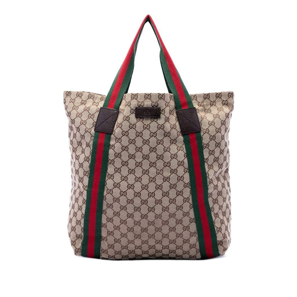 Gucci GG Canvas Web Tote Beige Very good condition - Front View