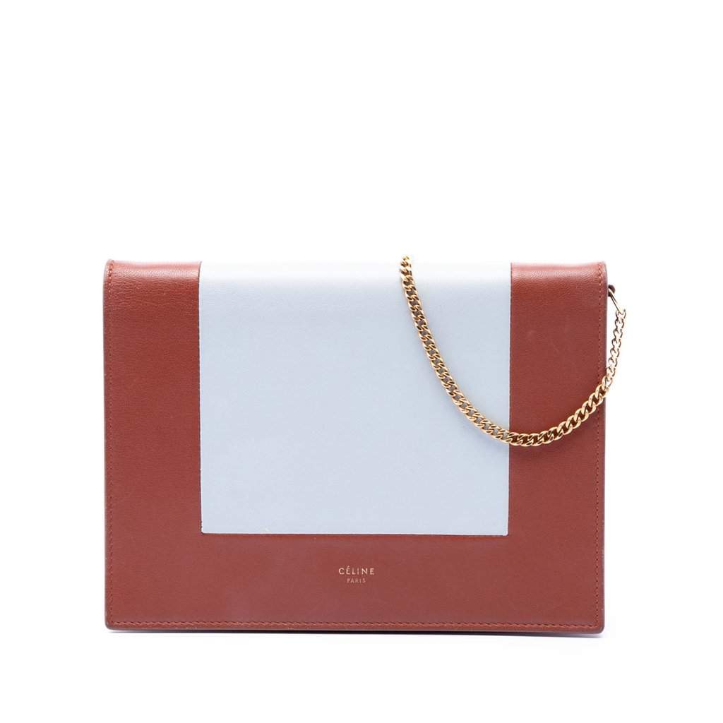 Celine Leather Frame Wallet on Chain Brown Leather Very good condition - Front View