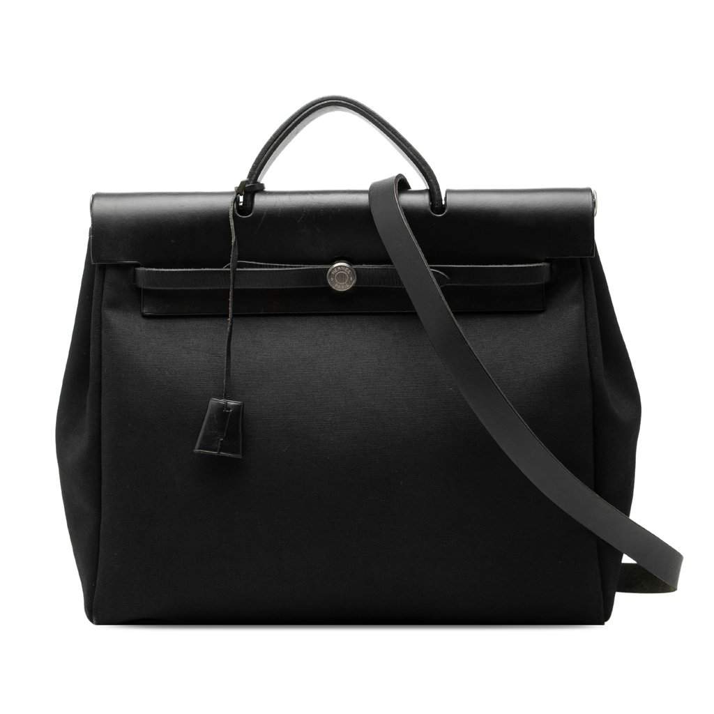 Hermès Toile Herbag MM Black Very good condition - Front View