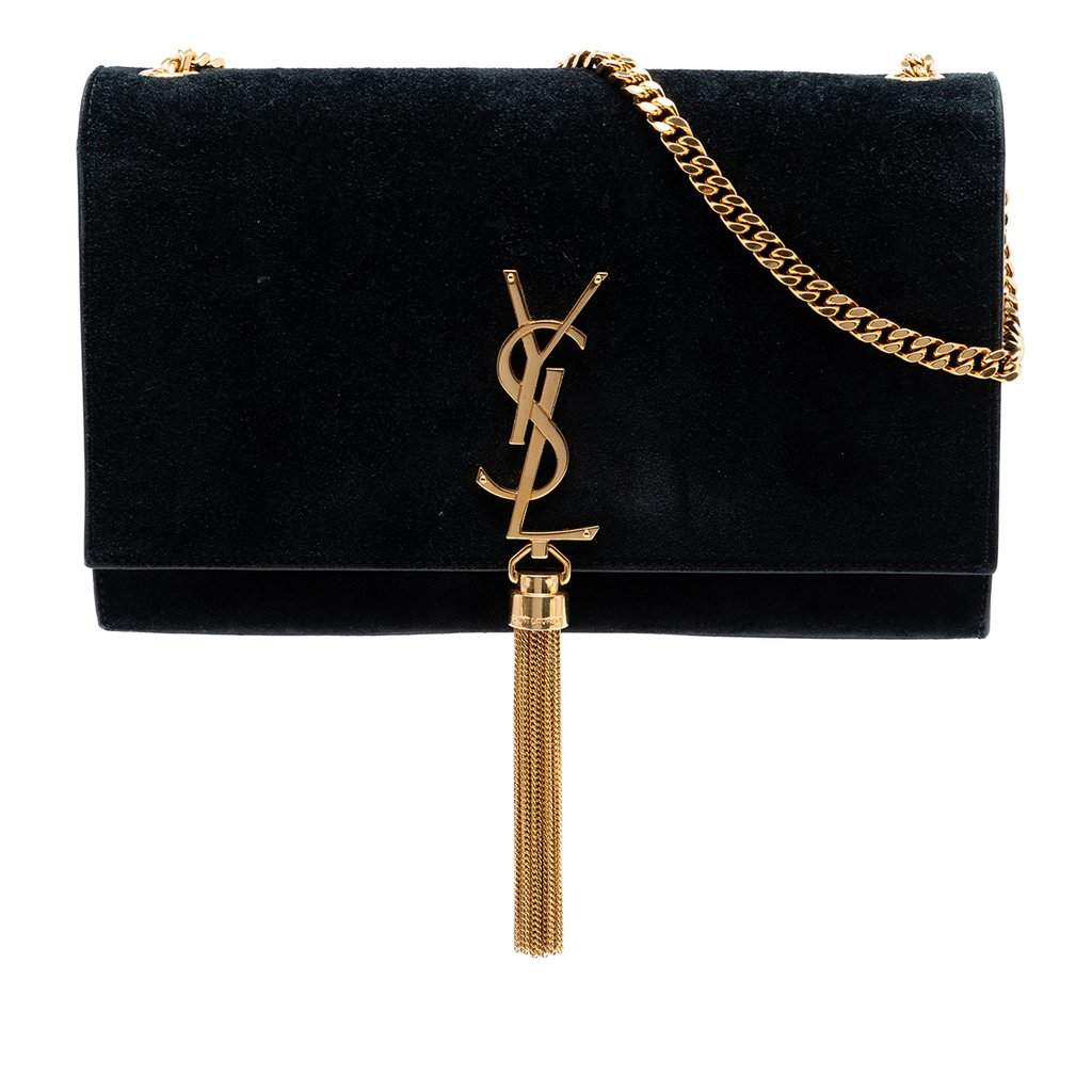 Saint Laurent Medium Suede Monogram Kate Tassel Crossbody Black Leather Very good condition - Front View