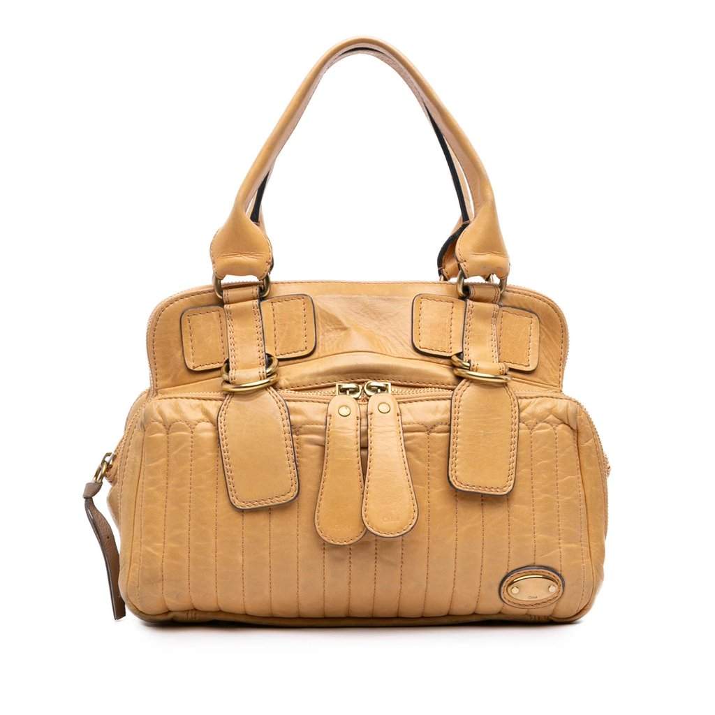 Chloé Quilted Calfskin Bay Tote Brown Leather Very good - Front View