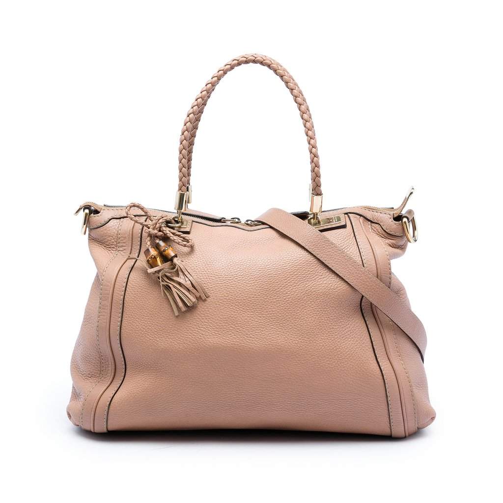 Gucci Calfskin Bella Convertible Tote Brown Leather Very good - Front View
