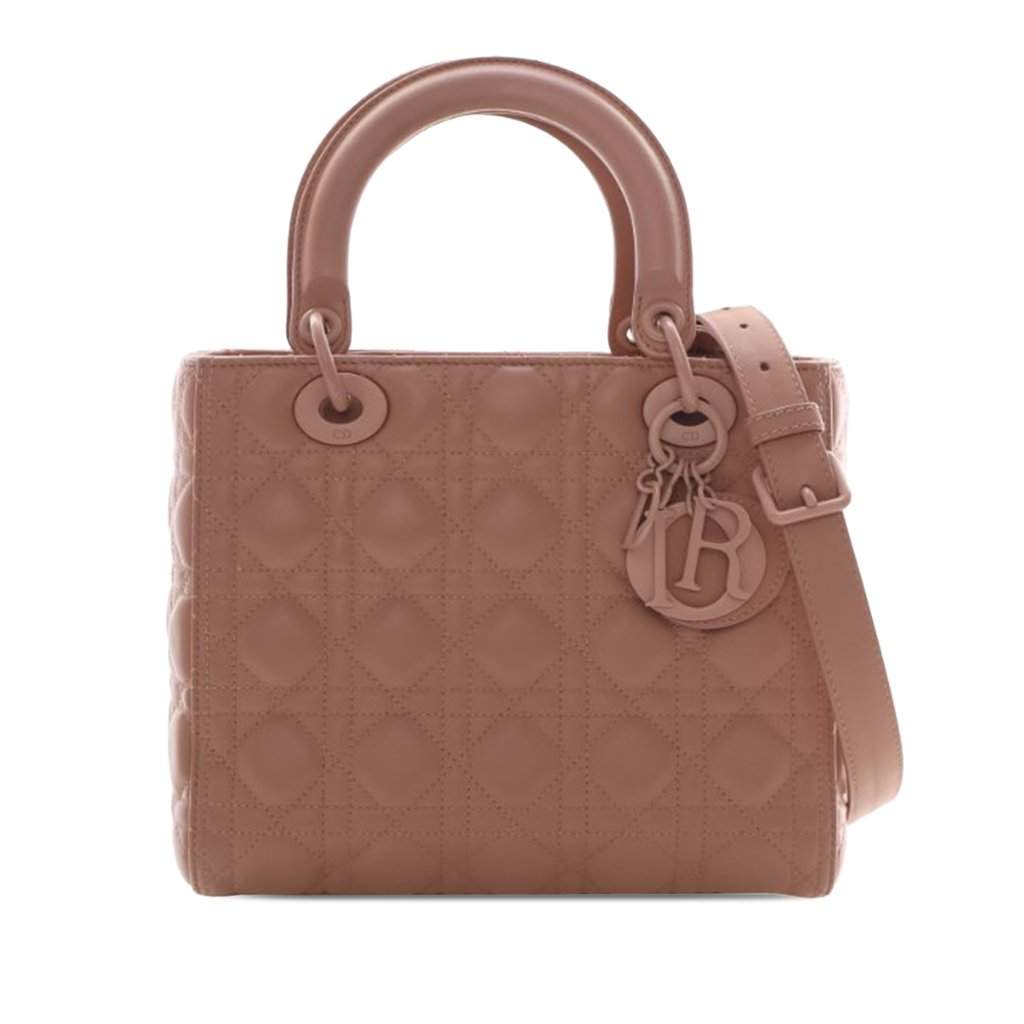 Dior Medium Ultra Matte Calfskin Cannage Lady Dior Brown Leather Very good condition - Front View