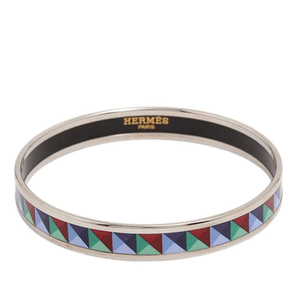 Hermès Narrow Enamel Clous de Trompe Bangle 65 MultiColor Very good condition - Front View
