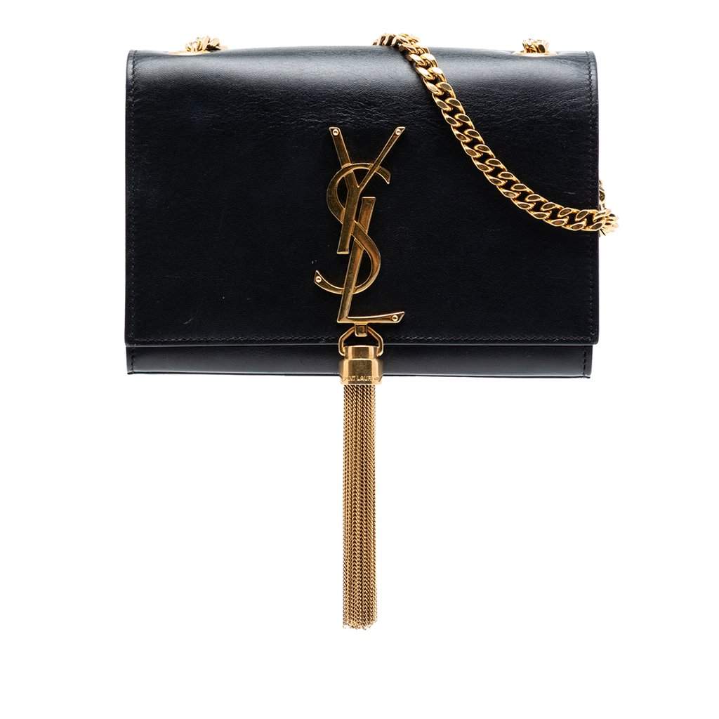 Saint Laurent Small Smooth Calfskin Monogram Kate Tassel Crossbody Black Leather Very good - Front View