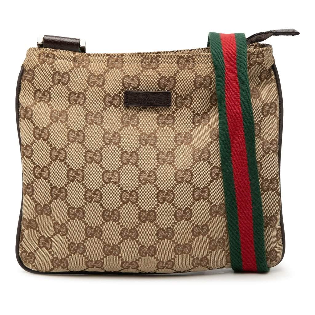 Gucci GG Canvas Web Crossbody Beige Very good condition - Front View