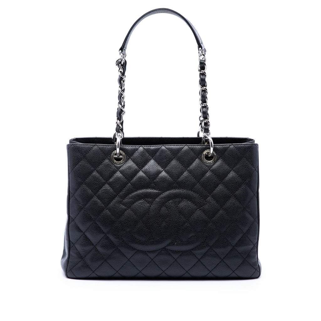 Chanel Caviar Grand Shopping Tote Black Leather Very good condition - Front View
