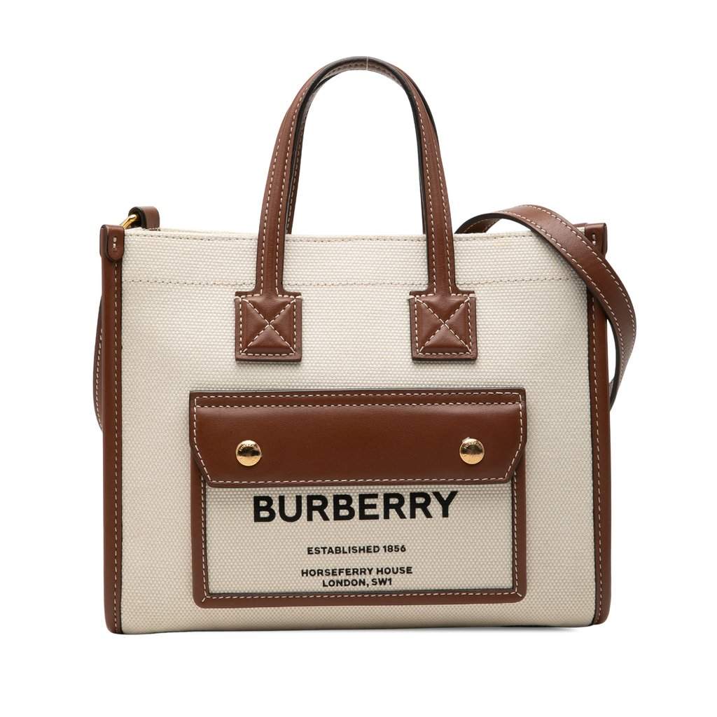 Burberry Mini Canvas Freya Tote Brown Very good - Front View