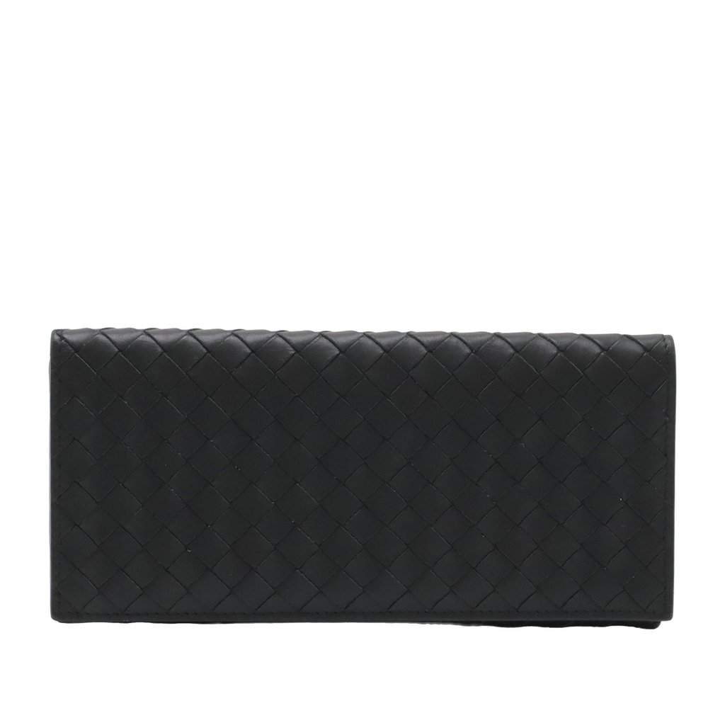 Bottega Veneta Nappa Intrecciato Bifold Long Wallet Black Leather Very good - Front View
