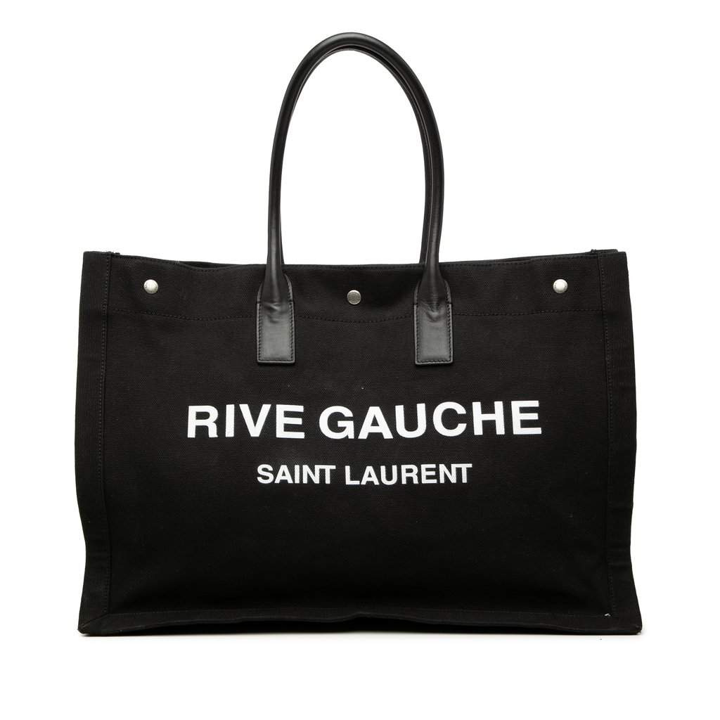 Saint Laurent Large Canvas Rive Gauche Tote Black Very good condition - Front View