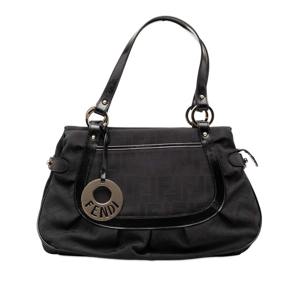 Fendi Zucca Canvas Chef Shoulder Bag Black Very good condition - Front View