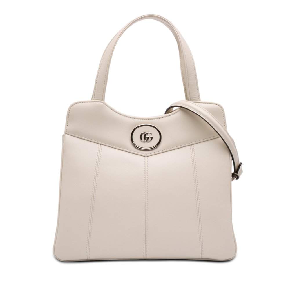 Gucci Small Calfskin Petite GG Tote White Leather Very good condition - Front View