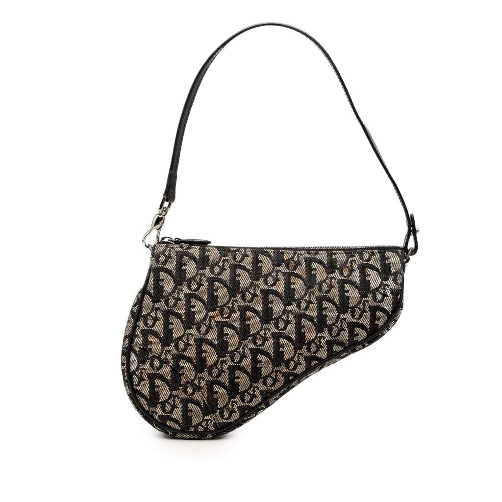 Dior Mini Diorissimo Canvas Saddle Pochette Black Very good - Front View