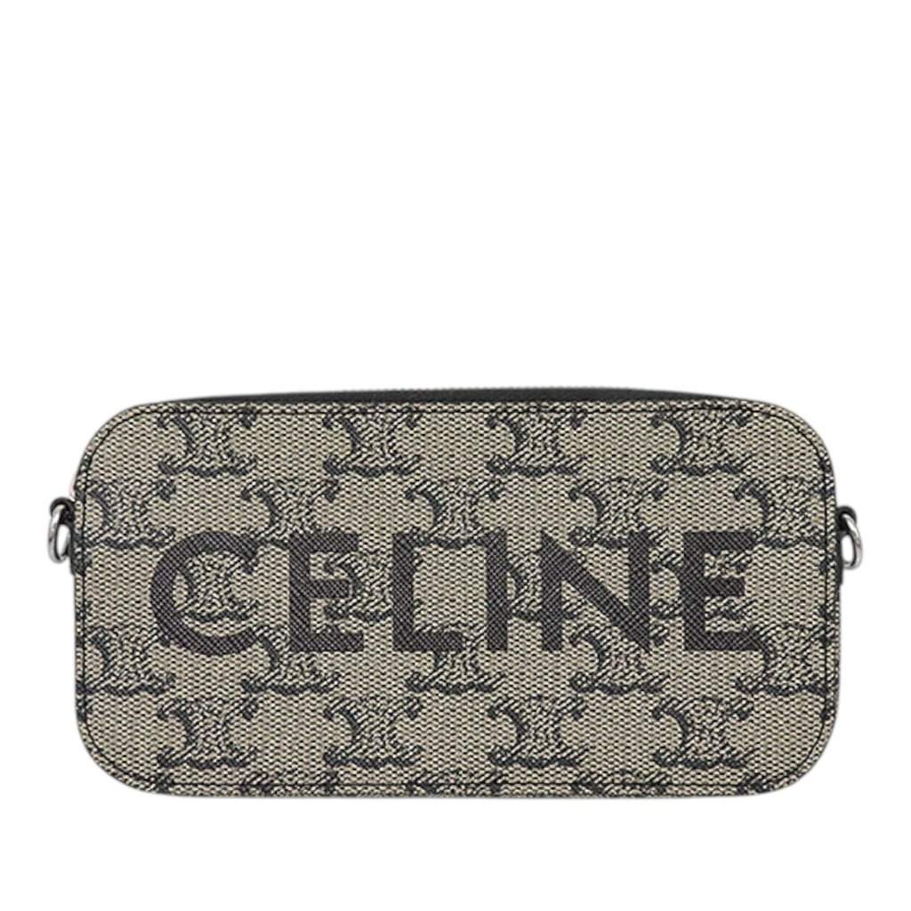 Celine Triomphe Coated Canvas Logo Horizontal Pouch Beige Very good - Front View