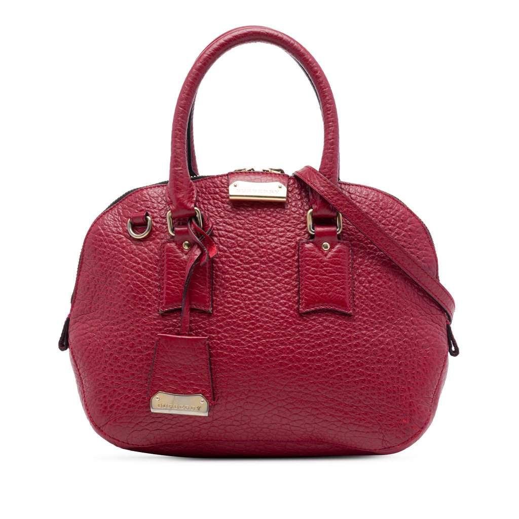 Burberry Small Grained Calfskin Heritage Orchard Bowling Bag Red Leather Good - Front View