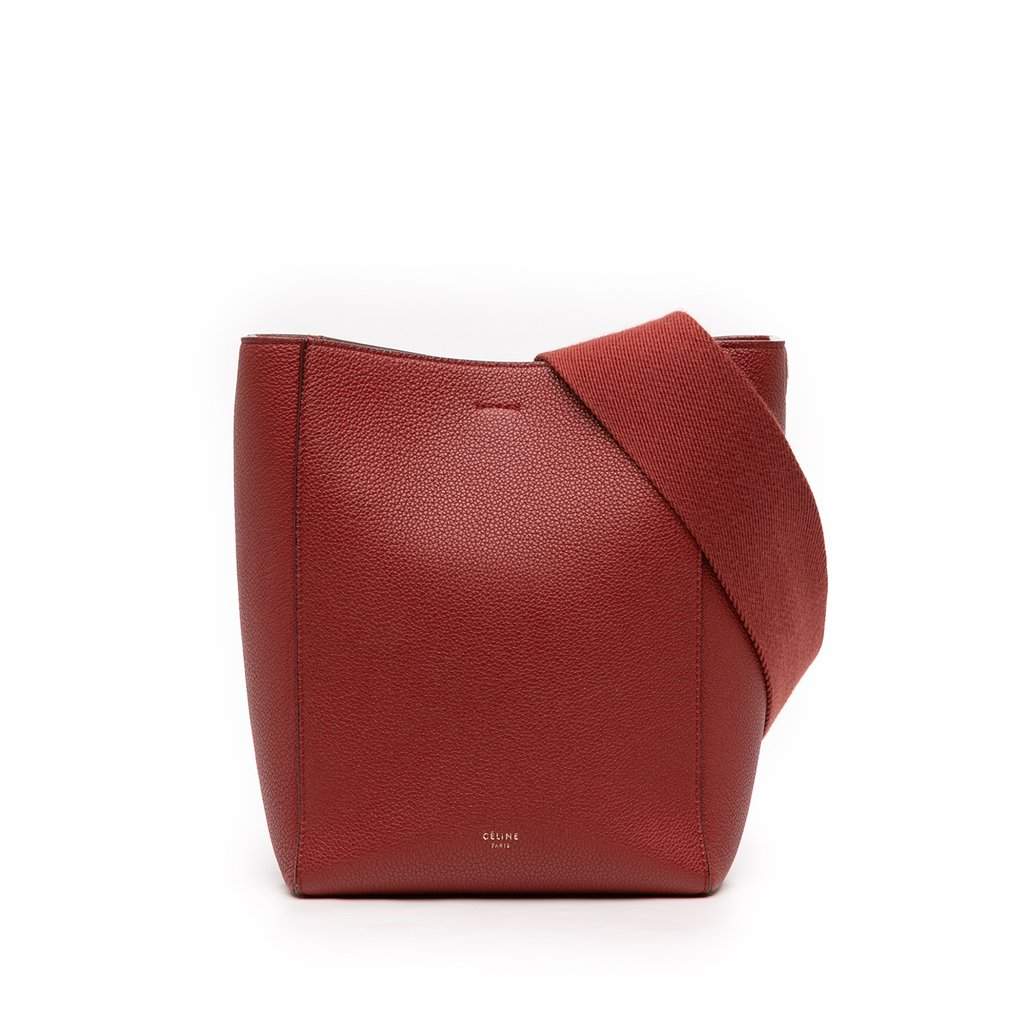 Celine Small Leather Seau Sangle Bucket Bag Red Leather Very good condition - Front View