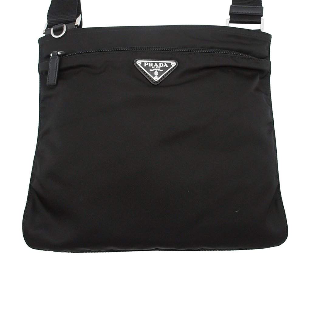 Prada Tessuto Zip Top Crossbody Black Very good - Front View