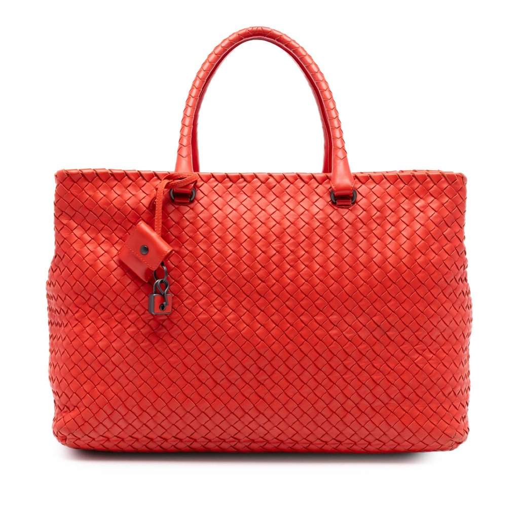 Bottega Veneta Nappa Intrecciato Brick Tote Orange Leather Very good condition - Front View