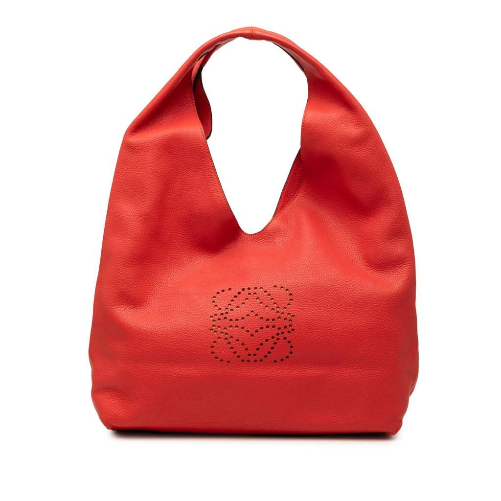 LOEWE Calfskin Anagram Dunas Hobo Orange Leather Very good condition - Front View