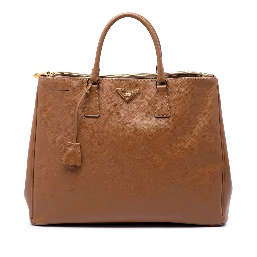 Prada Extra Large Saffiano Lux Galleria Double Zip Tote Brown Leather Very good - Front View