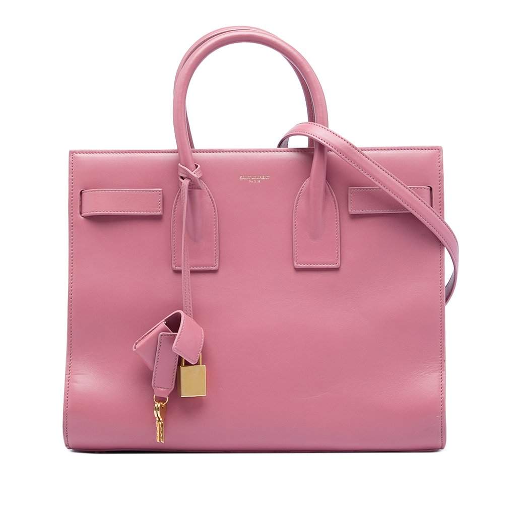 Saint Laurent Small Leather Sac De Jour Satchel Pink Leather Very good - Front View