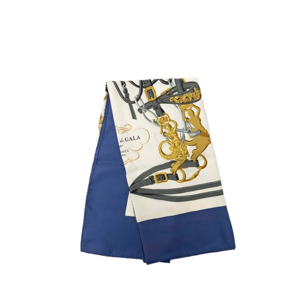 Hermès Brides de Gala Silk Scarf 90 White Very good - Front View