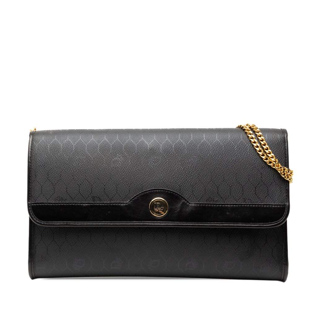 Dior Honeycomb Coated Canvas Chain Crossbody Black Very good condition - Front View