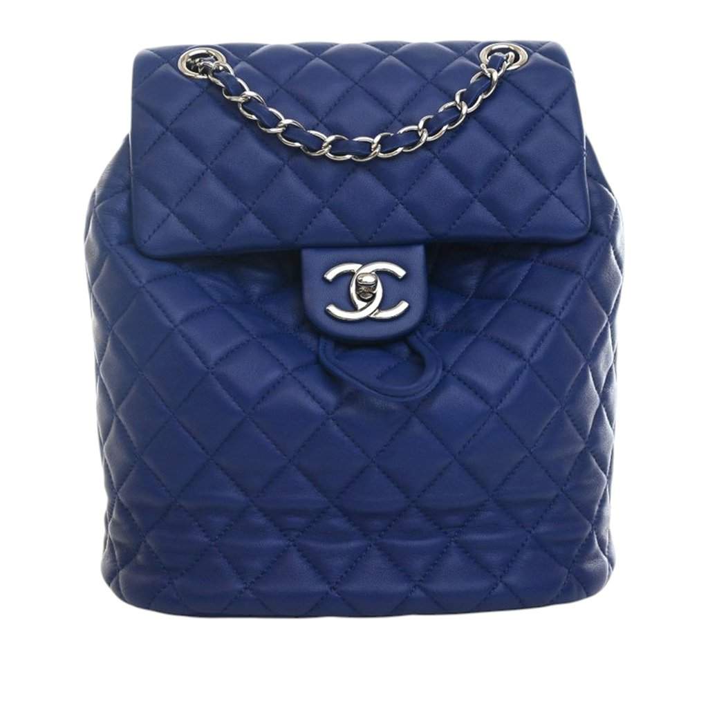 Chanel Small Lambskin Urban Spirit Backpack Blue Leather Very good condition - Front View