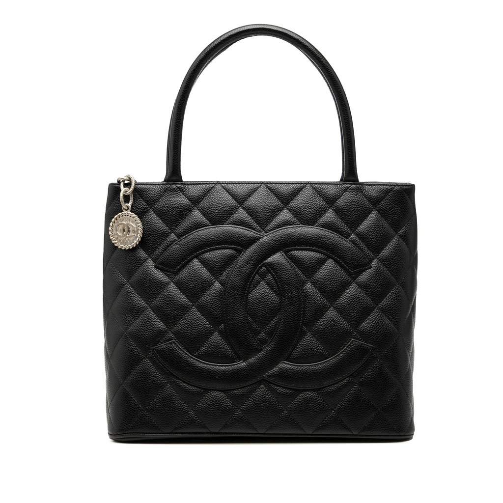 Chanel Caviar Medallion Tote Black Leather Very good condition - Front View