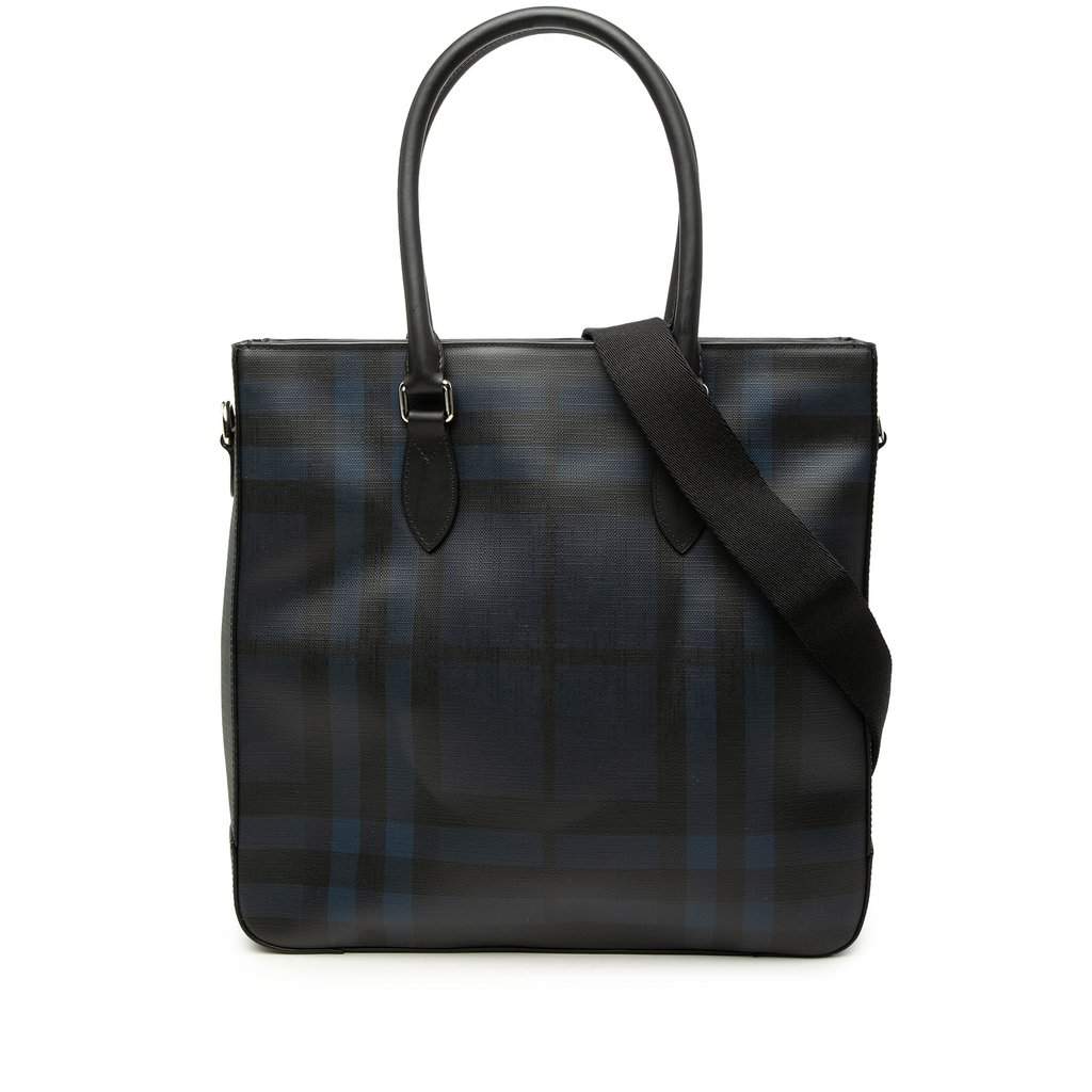 Burberry London Check Coated Canvas Kenneth Satchel Blue Very good - Front View