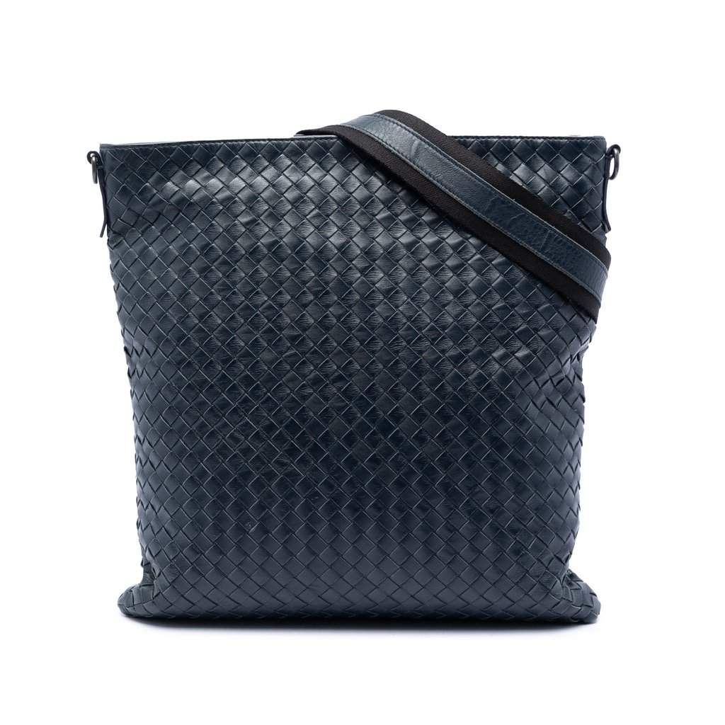 Bottega Veneta Nappa Intrecciato VN Crossbody Blue Leather Very good condition - Front View
