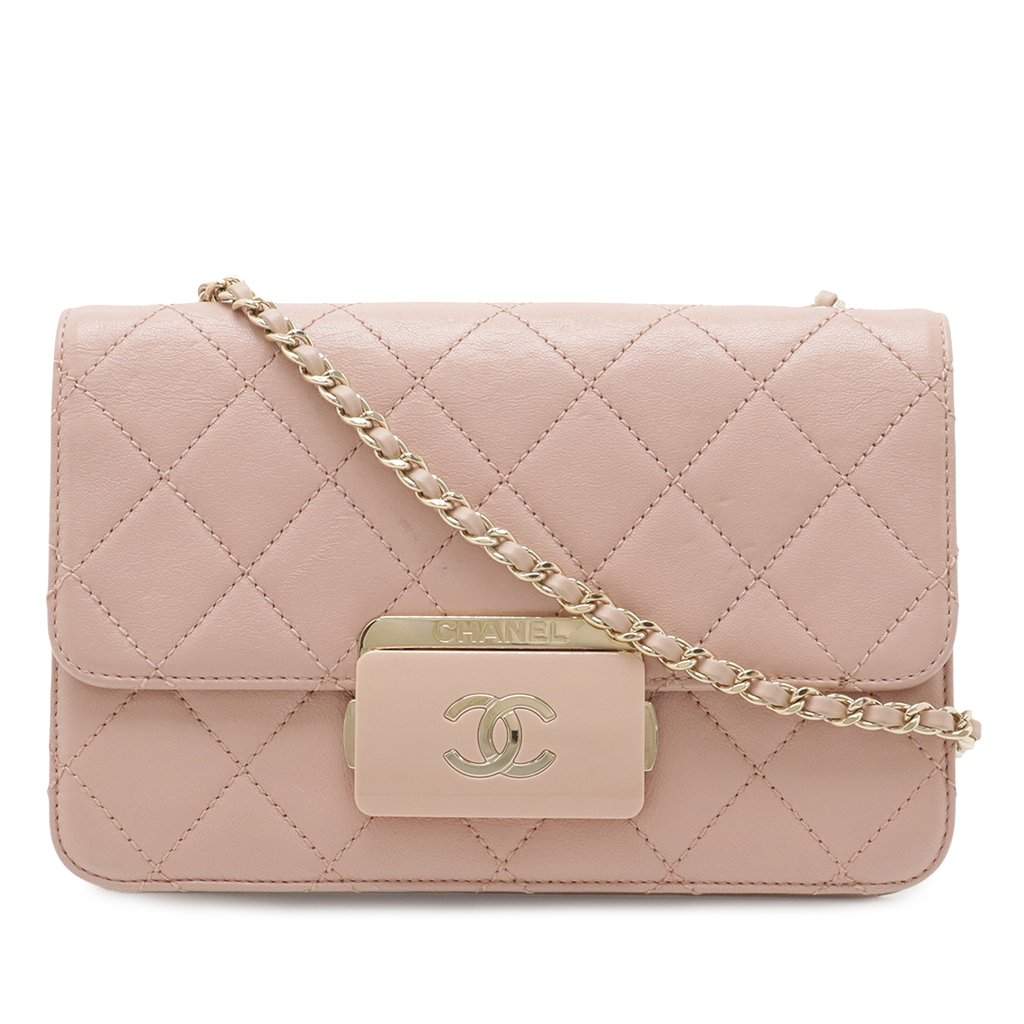 Chanel Mini Quilted Sheepskin Beauty Lock Flap Pink Leather Very good condition - Front View