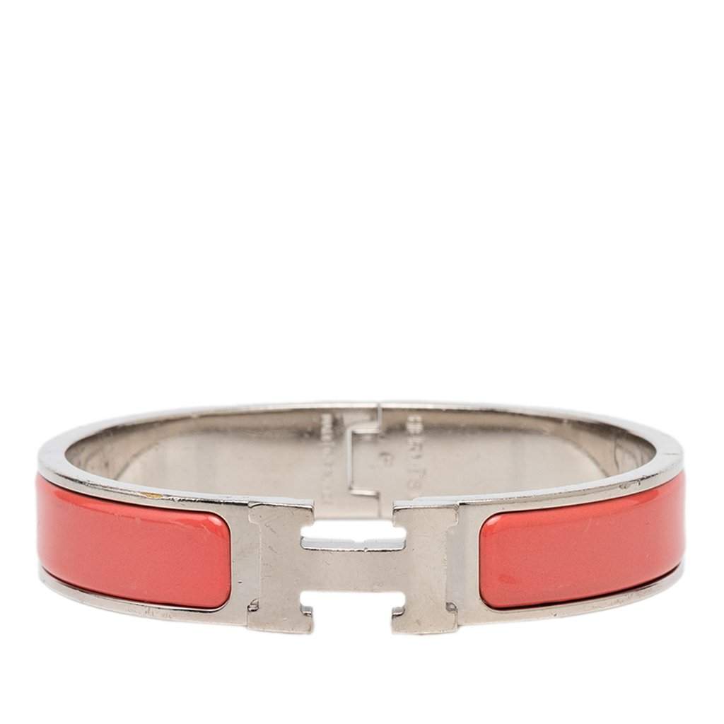 Hermès Narrow Enamel Clic H Bracelet PM Red Very good condition - Front View